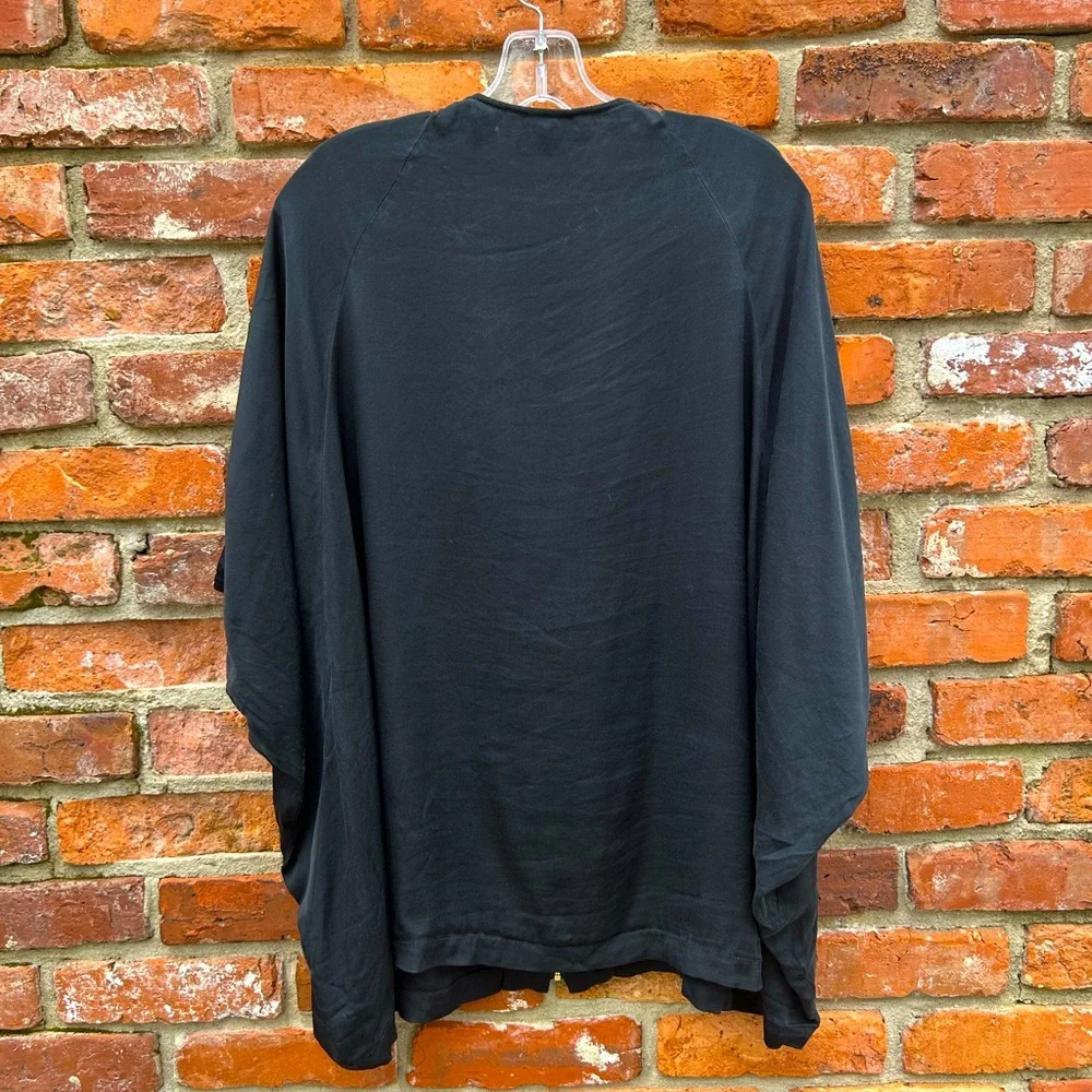Tory Burch Black Silk Blend Dolman Sleeve Oversized Blouse Size 6 Pockets Zipper